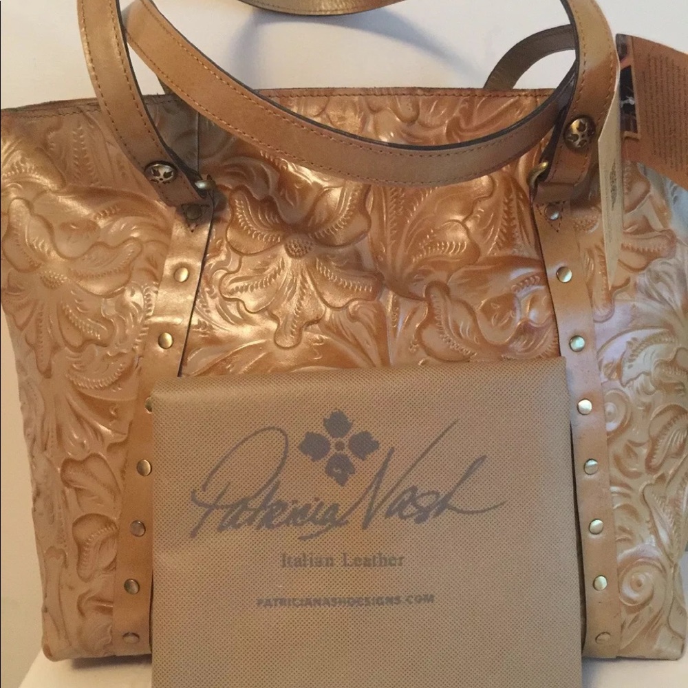 Patricia Nash Tooled Cream Trevisio Leather Tote